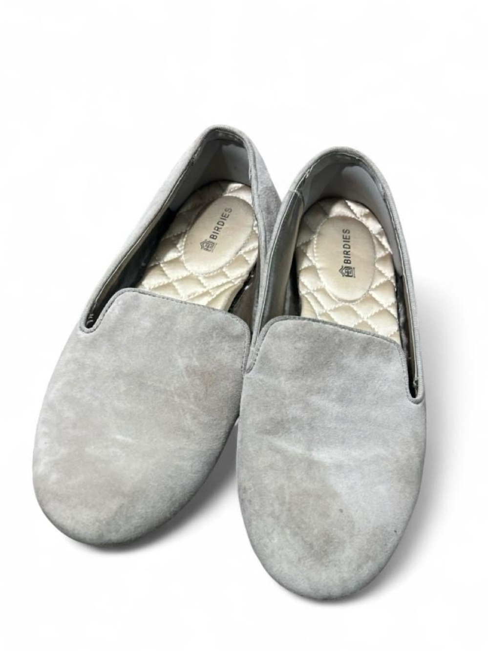 Birdies Light Gray Suede Slip-On Flats